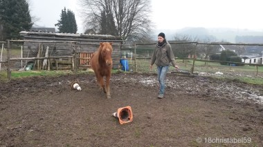 Lucky und ich machen die Figure 8 fast ohne Stick