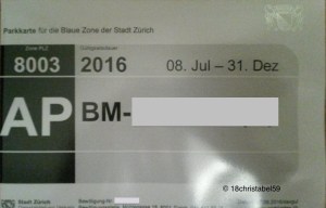 Parkkarte für das restliche Jahr 2016